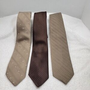 Vintage Golden Clasp Necktie By Prince Consort Lot Of 3 Logo Pointed Browns